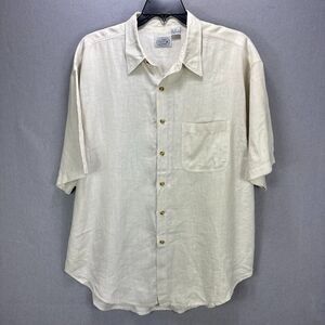 Vtg Free Fall Shirt Men's XL Natural Beige 100% Linen Short Sleeve Coastal